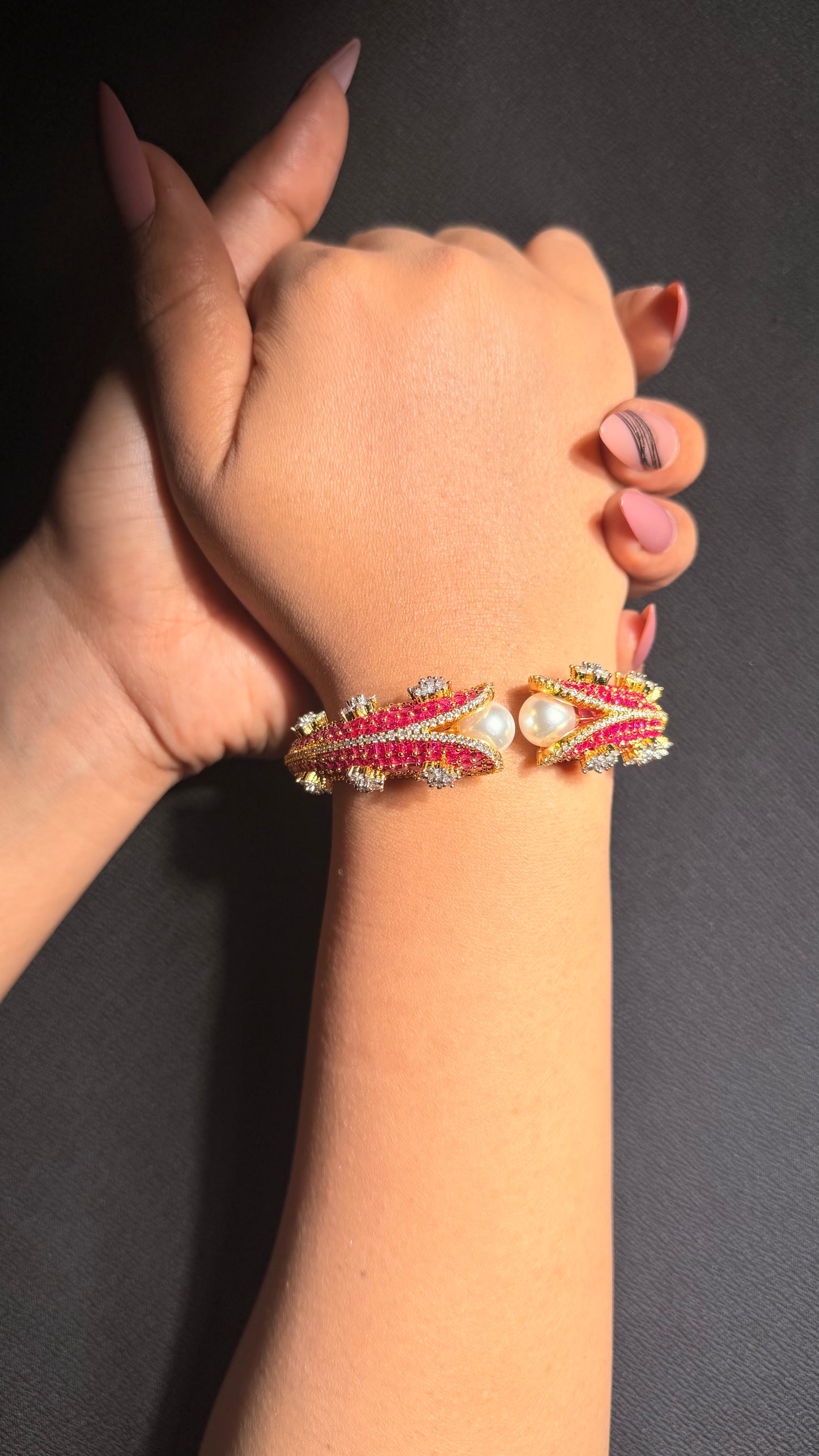 Ruby Pearl Crystal AD Bracelet