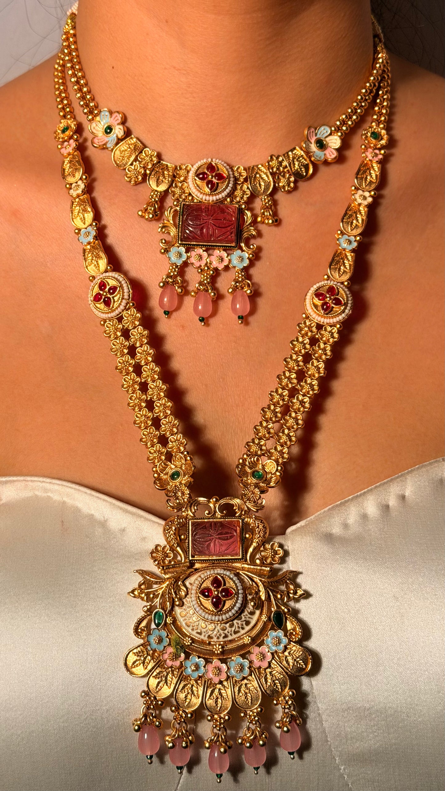 Rajwada Petals Long Necklace Set