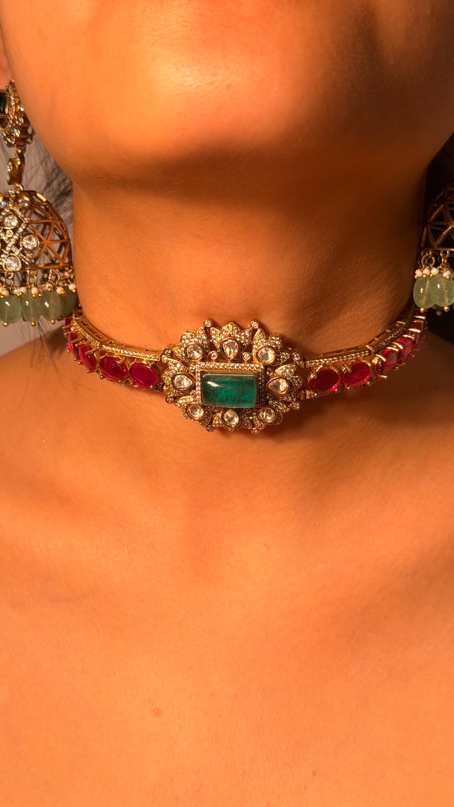 Raktika Panna Kundan Choker Set