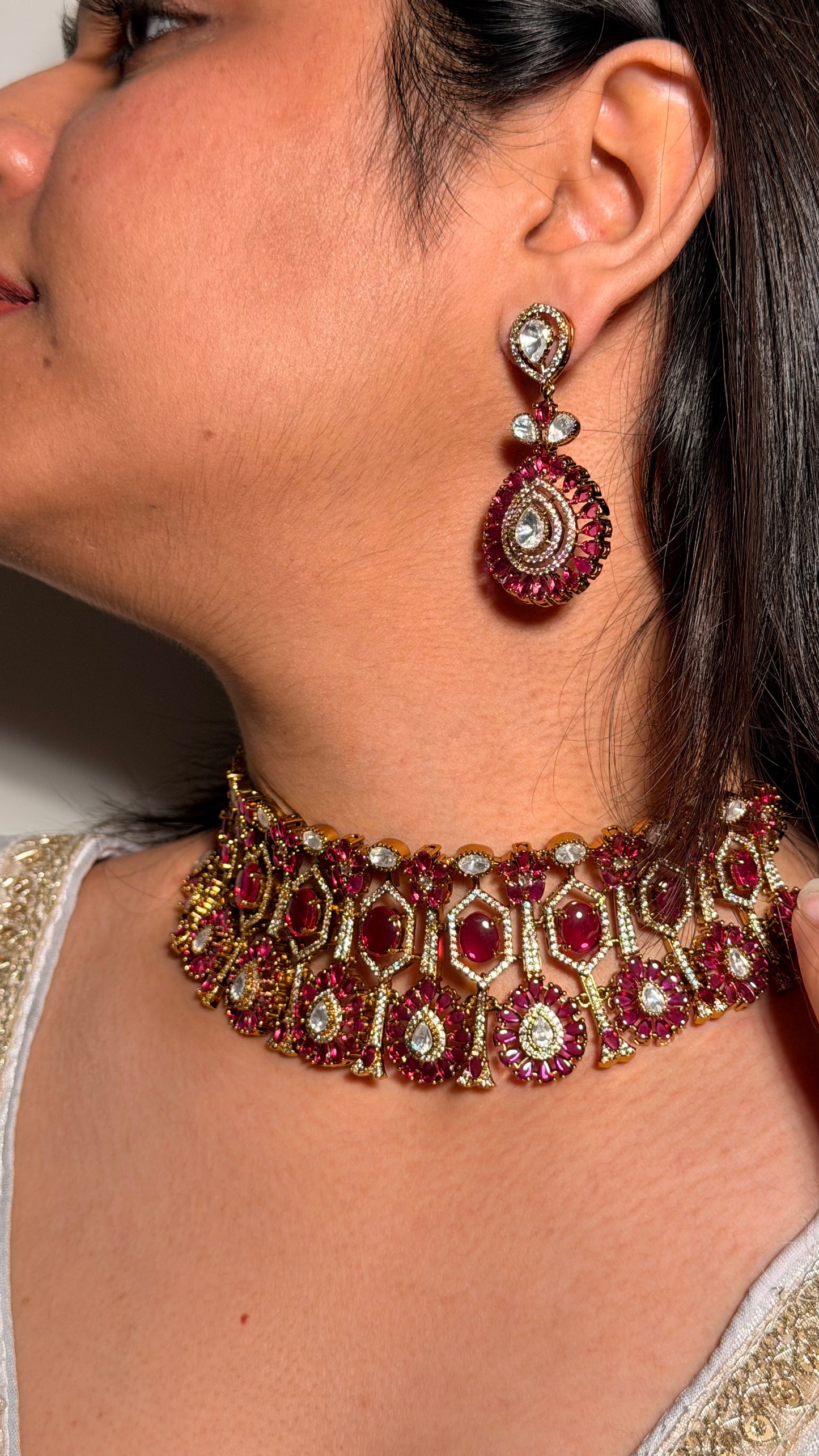 Noorani Moissanite Kundan Set with Earrings and Maangtikka