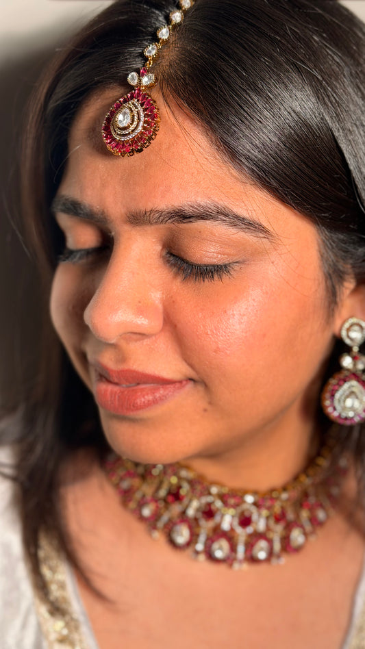 Noorani Moissanite Kundan Set with Earrings and Maangtikka