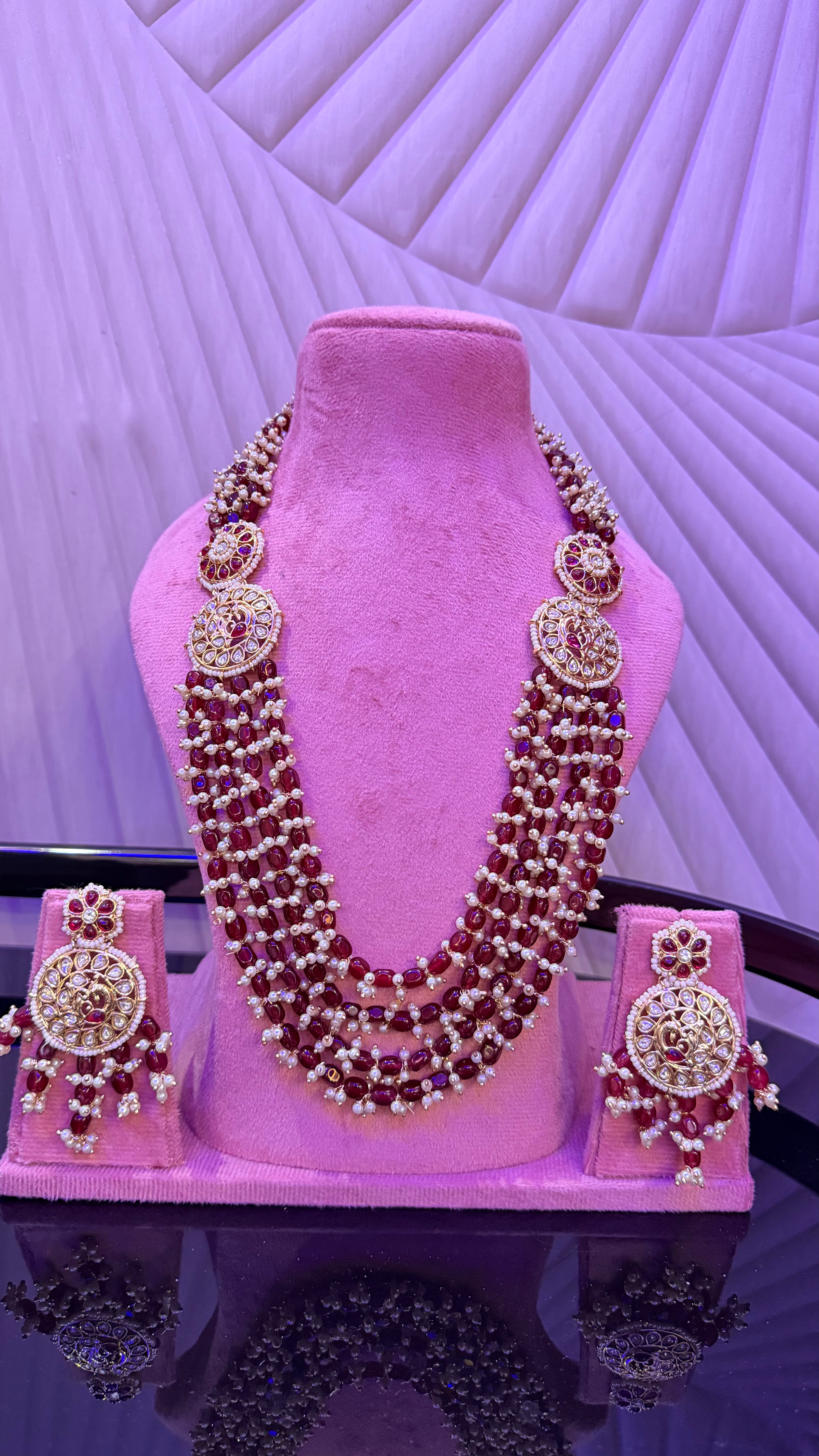 Multi-layered Beaded Necklace and Earrings