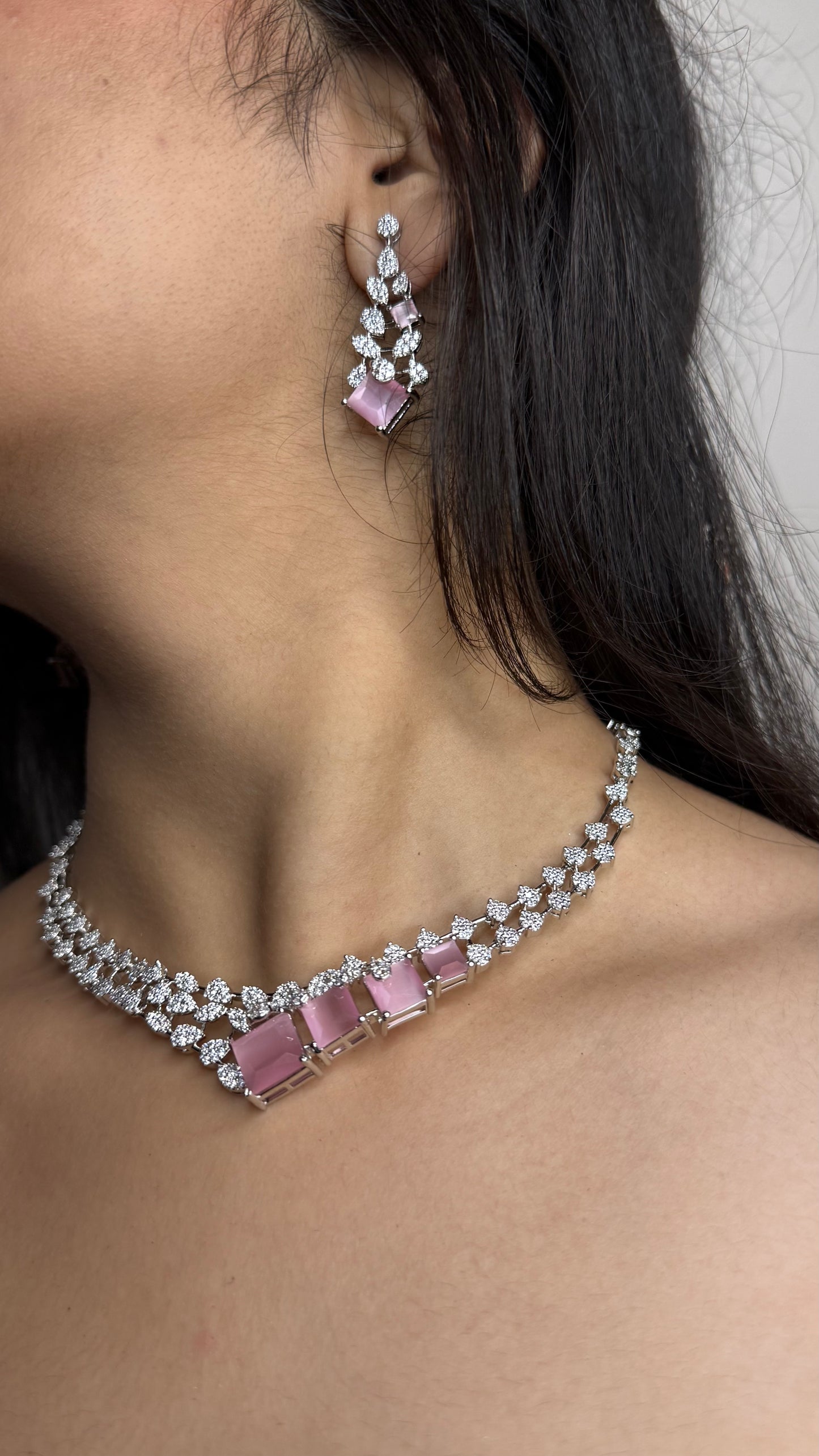 Blush Royale AD Cushion-Cut Statement Necklace Set