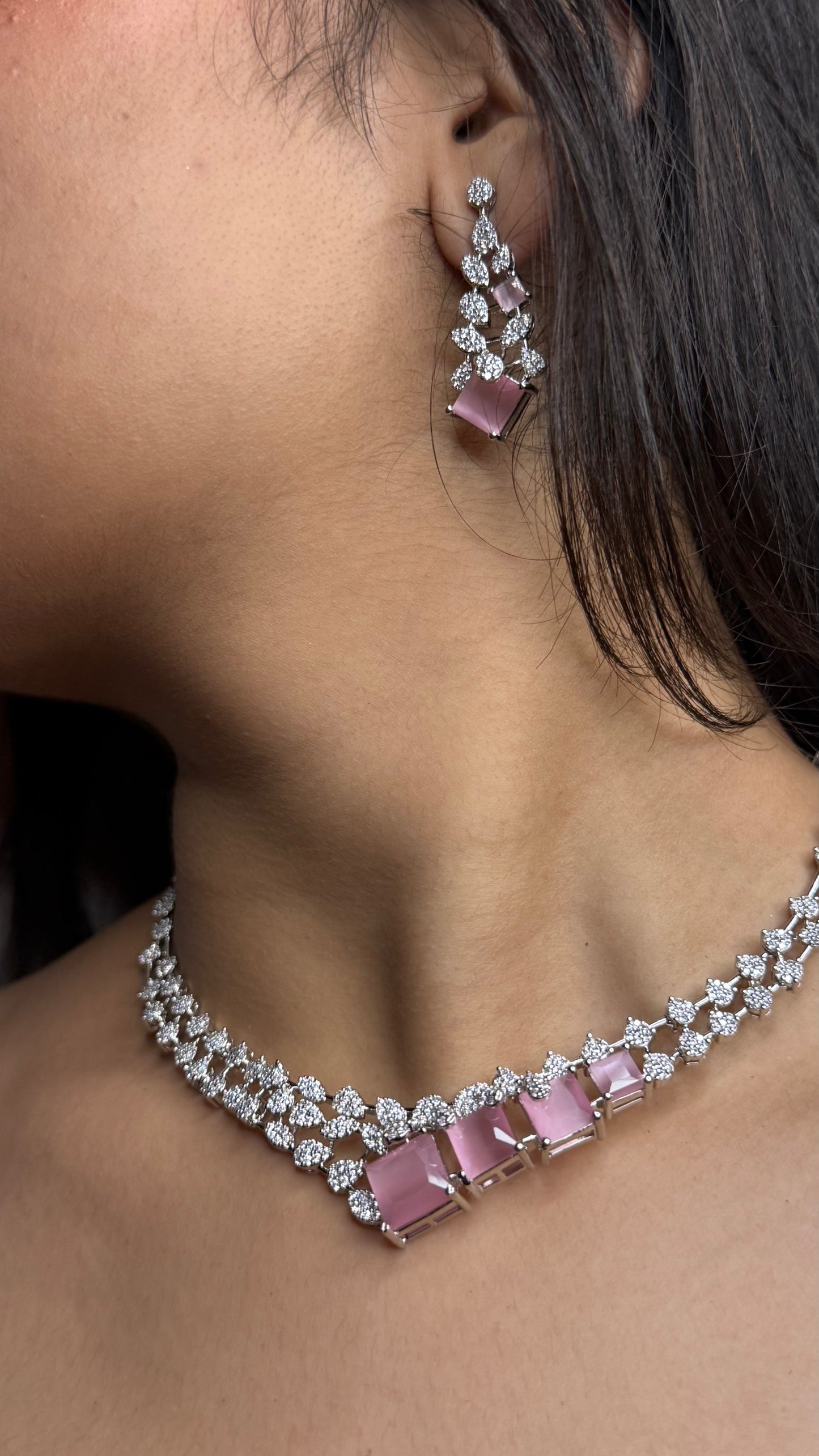 Blush Royale AD Cushion-Cut Statement Necklace Set
