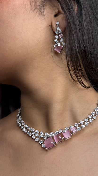 Blush Royale AD Cushion-Cut Statement Necklace Set