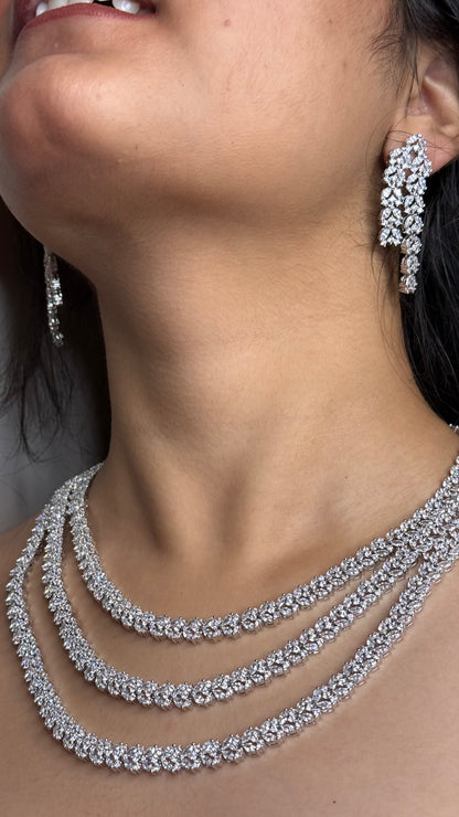Celestia Luxe AD Triple-Layered Necklace Set