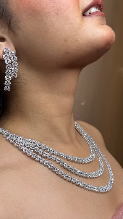 Celestia Luxe AD Triple-Layered Necklace Set