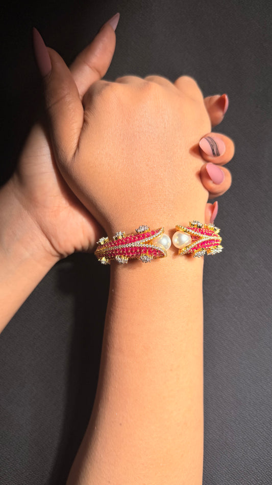 Ruby Pearl Crystal AD Bracelet