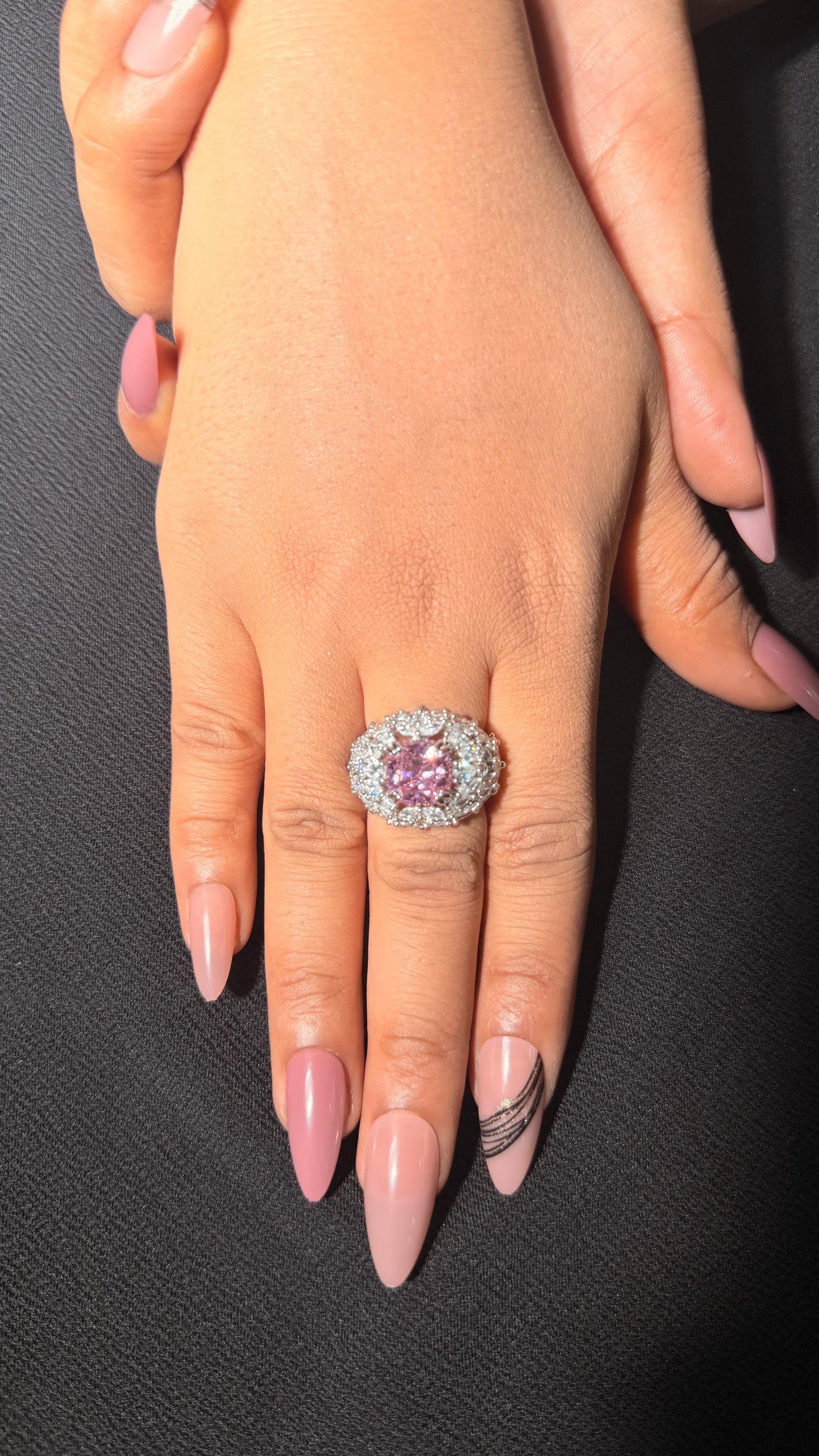 Royal Pink Stone Cocktail Ring