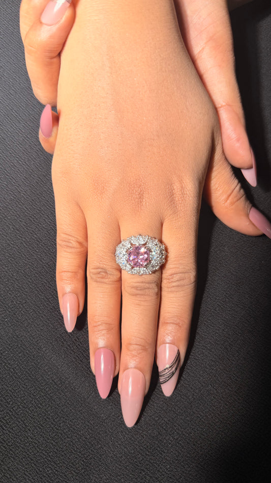 Royal Pink Stone Cocktail Ring