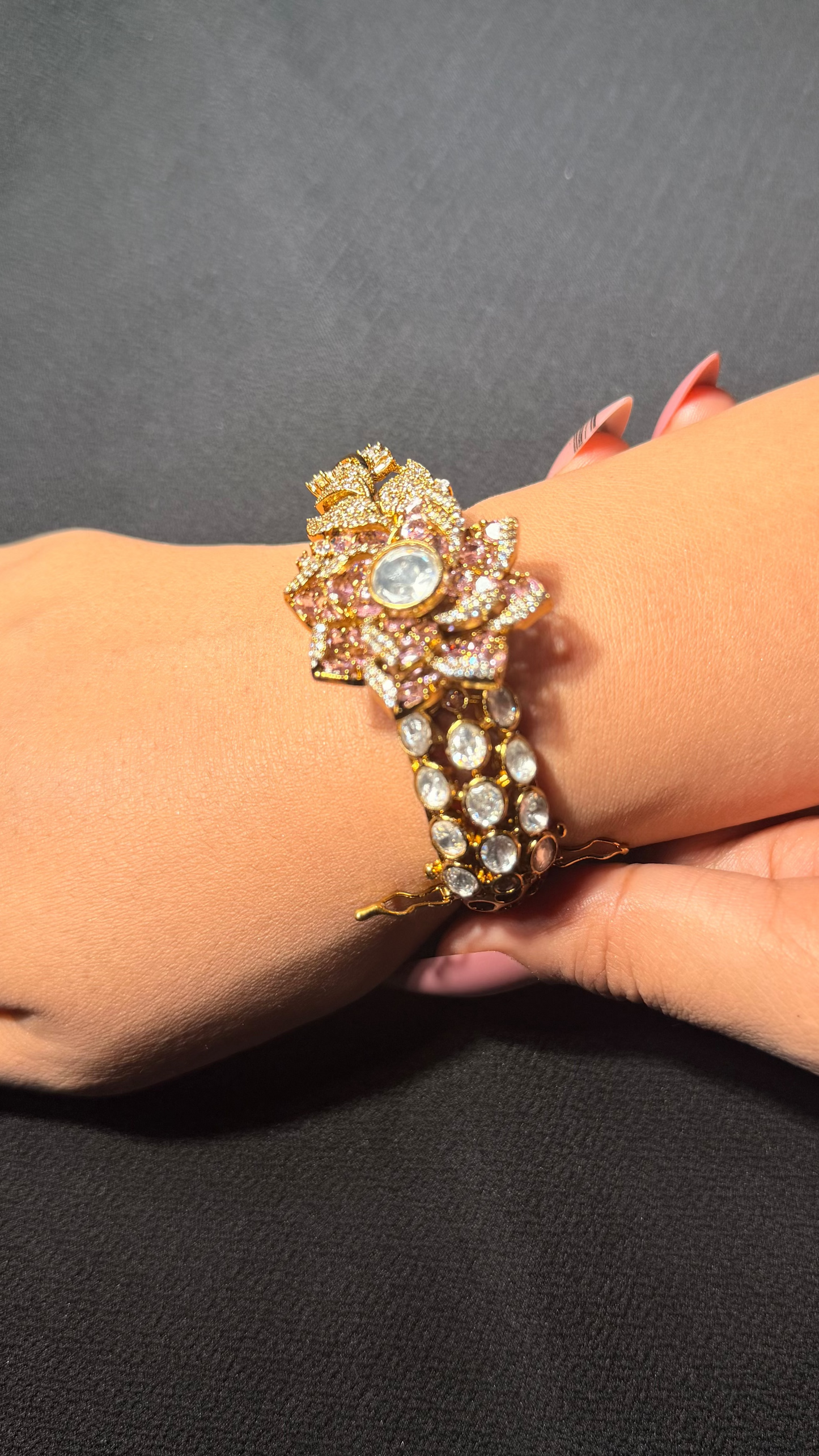 Kundan Diamonds Gold Plated Designer Bracelet