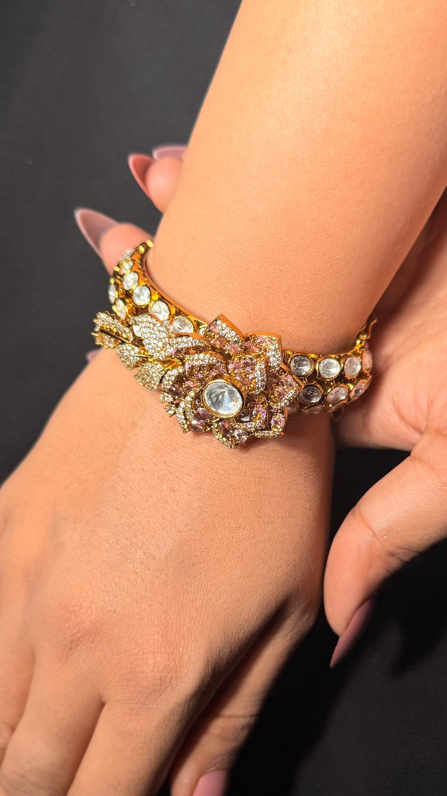 Kundan Diamonds Gold Plated Designer Bracelet