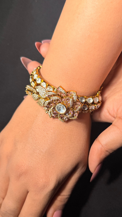 Kundan Diamonds Gold Plated Designer Bracelet