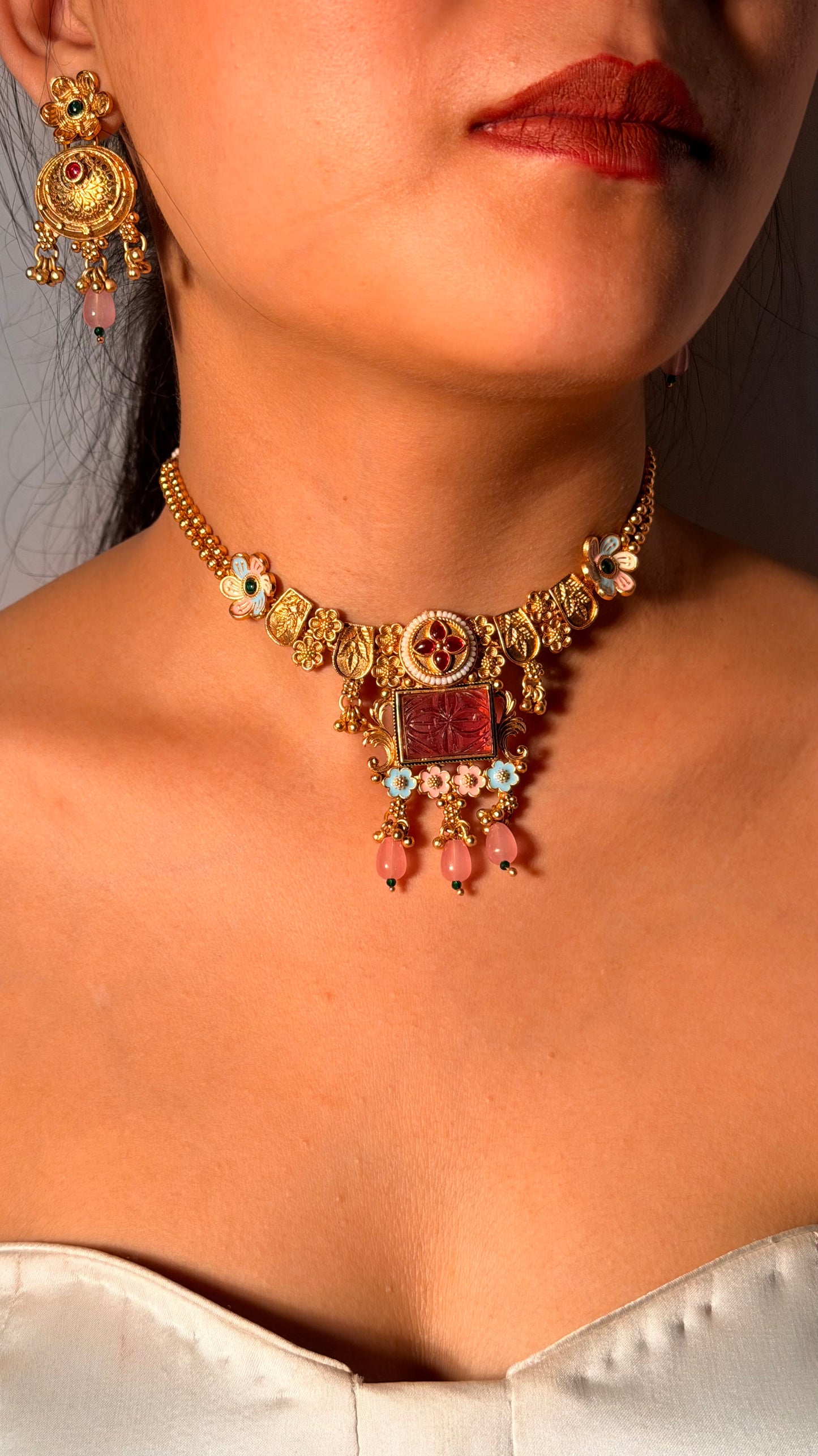 Rajwada Petals Long Necklace Set