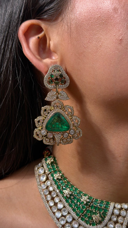 Inaaya Emerald Kundan AD Designer Choker Necklace Set with Earrings