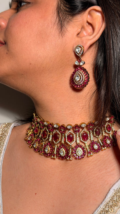 Noorani Moissanite Kundan Set with Earrings and Maangtikka