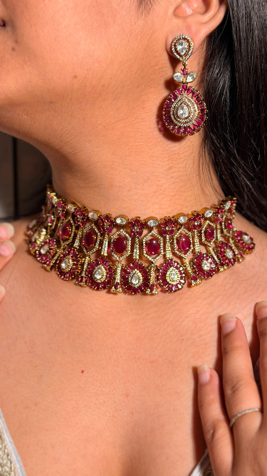 Noorani Moissanite Kundan Set with Earrings and Maangtikka